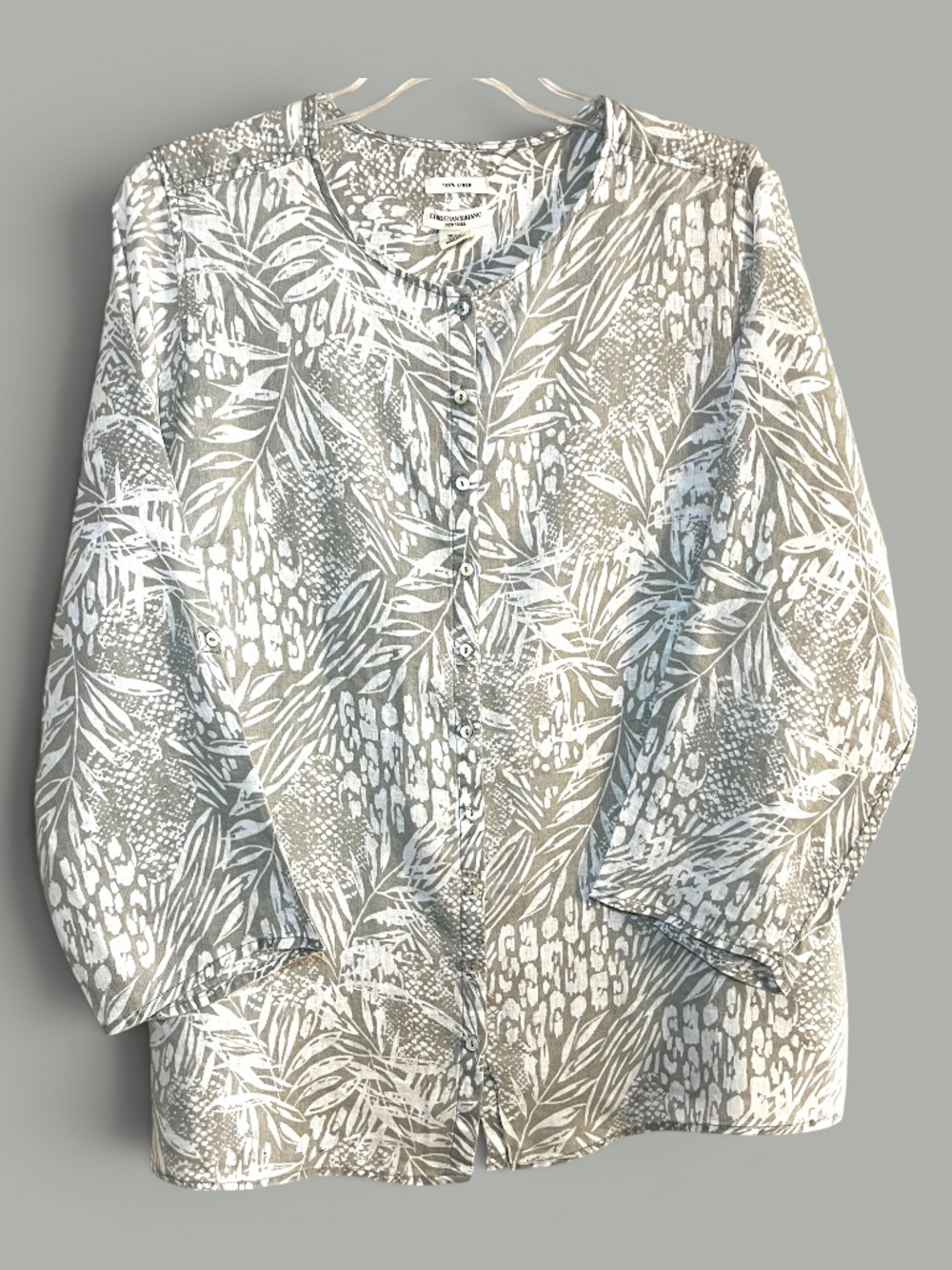 Christian Siriano 100% Linen Tropical Print Tunic Blouse Size 2X